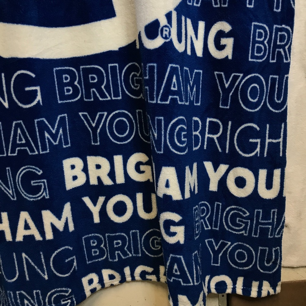 Logo Brands Brigham Young University BYU Cougars Polyester Blue Throw Blanket - Picture 10 of 16